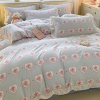 HKM-135315 Soft Washed Cotton Fitted Sheet with French Lace - Abstract & Animal Patterns