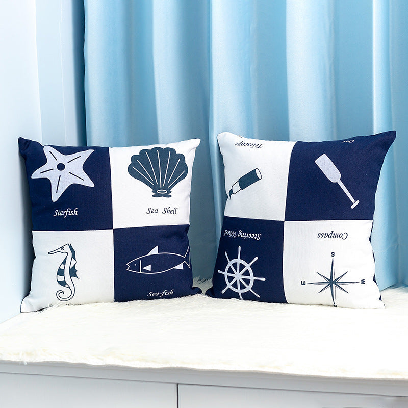 HKM-135443 Cute Cartoon Cushion with Deep Blue Ocean Design, 40x40cm, Cotton Cover and PP Cotton Filling