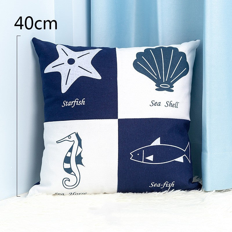 HKM-135443 Cute Cartoon Cushion with Deep Blue Ocean Design, 40x40cm, Cotton Cover and PP Cotton Filling