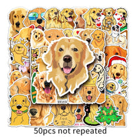 HKM-135443 Golden Retriever Cartoon Animal Stickers - 50 Waterproof DIY Graffiti Designs (5.5-8.5cm)