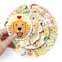 HKM-135443 Golden Retriever Cartoon Animal Stickers - 50 Waterproof DIY Graffiti Designs (5.5-8.5cm)