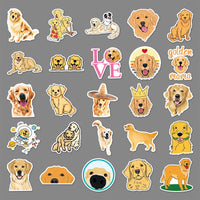 HKM-135443 Golden Retriever Cartoon Animal Stickers - 50 Waterproof DIY Graffiti Designs (5.5-8.5cm)