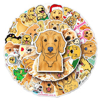 HKM-135443 Golden Retriever Cartoon Animal Stickers - 50 Waterproof DIY Graffiti Designs (5.5-8.5cm)