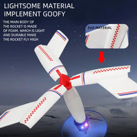 HKM-135571 Electric Motorized Rocket Launcher Toy for Kids - Mini EVA Foam Flying Space Rocket, Ages 3+