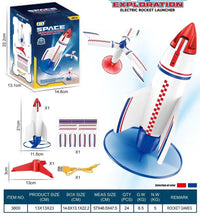 HKM-135571 Electric Motorized Rocket Launcher Toy for Kids - Mini EVA Foam Flying Space Rocket, Ages 3+