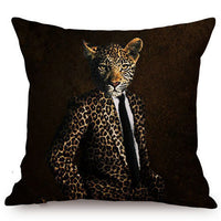HKM-135699 3D Wolf Design Linen Cushion Cover - 45x45cm Decorative Pillowcase