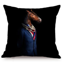 HKM-135699 3D Wolf Design Linen Cushion Cover - 45x45cm Decorative Pillowcase