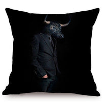 HKM-135699 3D Wolf Design Linen Cushion Cover - 45x45cm Decorative Pillowcase