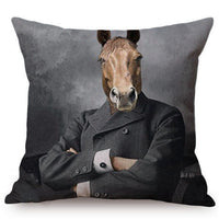 HKM-135699 3D Wolf Design Linen Cushion Cover - 45x45cm Decorative Pillowcase
