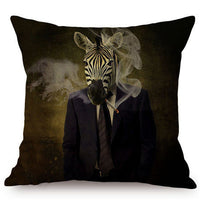 HKM-135699 3D Wolf Design Linen Cushion Cover - 45x45cm Decorative Pillowcase