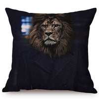 HKM-135699 3D Wolf Design Linen Cushion Cover - 45x45cm Decorative Pillowcase