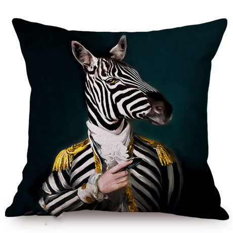 HKM-135699 3D Wolf Design Linen Cushion Cover - 45x45cm Decorative Pillowcase