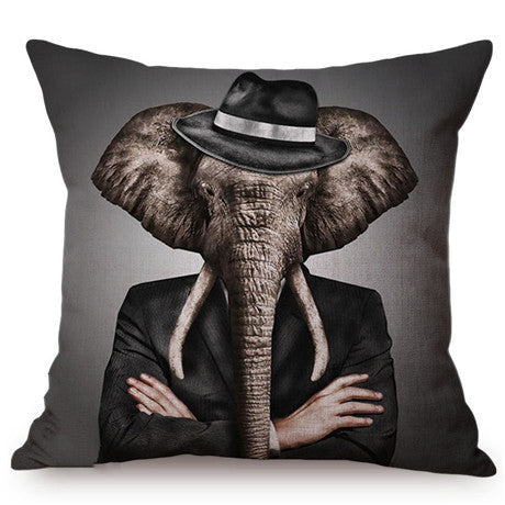 HKM-135699 3D Wolf Design Linen Cushion Cover - 45x45cm Decorative Pillowcase