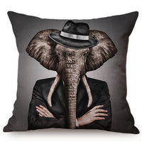 HKM-135699 3D Wolf Design Linen Cushion Cover - 45x45cm Decorative Pillowcase