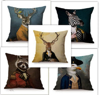 HKM-135699 3D Wolf Design Linen Cushion Cover - 45x45cm Decorative Pillowcase
