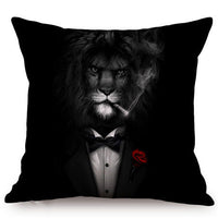 HKM-135699 3D Wolf Design Linen Cushion Cover - 45x45cm Decorative Pillowcase