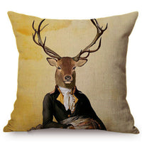 HKM-135699 3D Wolf Design Linen Cushion Cover - 45x45cm Decorative Pillowcase
