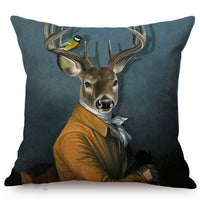 HKM-135699 3D Wolf Design Linen Cushion Cover - 45x45cm Decorative Pillowcase