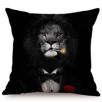 HKM-135699 3D Wolf Design Linen Cushion Cover - 45x45cm Decorative Pillowcase