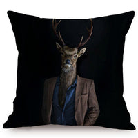 HKM-135699 3D Wolf Design Linen Cushion Cover - 45x45cm Decorative Pillowcase