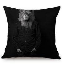 HKM-135699 3D Wolf Design Linen Cushion Cover - 45x45cm Decorative Pillowcase