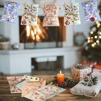 HKM-135763 24Pcs Christmas Advent Calendar Gift Bags with Countdown Stickers, Santa Claus and Snowman Patterns, Ideal for Tree Decoration
