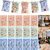HKM-135763 24Pcs Christmas Advent Calendar Gift Bags with Countdown Stickers, Santa Claus and Snowman Patterns, Ideal for Tree Decoration