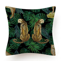 HKM-135763 Leaves Pattern Printed Super Soft Short Velvet Cushion Cover - 45 x 45 cm