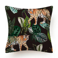 HKM-135763 Leaves Pattern Printed Super Soft Short Velvet Cushion Cover - 45 x 45 cm