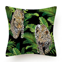 HKM-135763 Leaves Pattern Printed Super Soft Short Velvet Cushion Cover - 45 x 45 cm