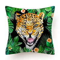 HKM-135763 Leaves Pattern Printed Super Soft Short Velvet Cushion Cover - 45 x 45 cm