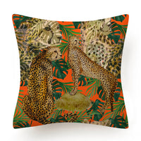 HKM-135763 Leaves Pattern Printed Super Soft Short Velvet Cushion Cover - 45 x 45 cm