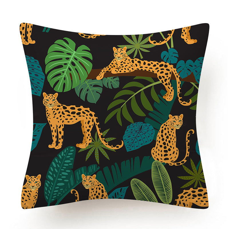 HKM-135763 Leaves Pattern Printed Super Soft Short Velvet Cushion Cover - 45 x 45 cm