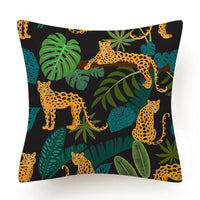 HKM-135763 Leaves Pattern Printed Super Soft Short Velvet Cushion Cover - 45 x 45 cm