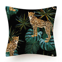 HKM-135763 Leaves Pattern Printed Super Soft Short Velvet Cushion Cover - 45 x 45 cm