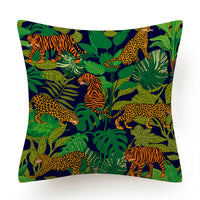 HKM-135763 Leaves Pattern Printed Super Soft Short Velvet Cushion Cover - 45 x 45 cm