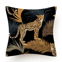 HKM-135763 Leaves Pattern Printed Super Soft Short Velvet Cushion Cover - 45 x 45 cm