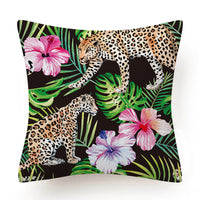 HKM-135763 Leaves Pattern Printed Super Soft Short Velvet Cushion Cover - 45 x 45 cm