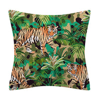 HKM-135763 Leaves Pattern Printed Super Soft Short Velvet Cushion Cover - 45 x 45 cm