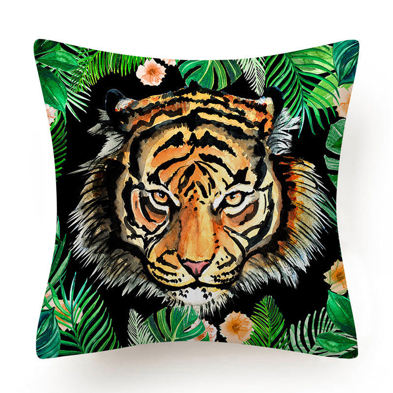 HKM-135763 Leaves Pattern Printed Super Soft Short Velvet Cushion Cover - 45 x 45 cm
