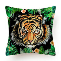 HKM-135763 Leaves Pattern Printed Super Soft Short Velvet Cushion Cover - 45 x 45 cm