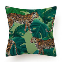 HKM-135763 Leaves Pattern Printed Super Soft Short Velvet Cushion Cover - 45 x 45 cm
