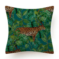 HKM-135763 Leaves Pattern Printed Super Soft Short Velvet Cushion Cover - 45 x 45 cm