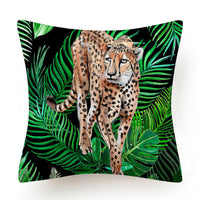 HKM-135763 Leaves Pattern Printed Super Soft Short Velvet Cushion Cover - 45 x 45 cm