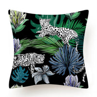HKM-135763 Leaves Pattern Printed Super Soft Short Velvet Cushion Cover - 45 x 45 cm