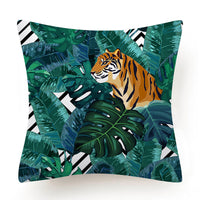 HKM-135763 Leaves Pattern Printed Super Soft Short Velvet Cushion Cover - 45 x 45 cm