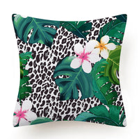 HKM-135763 Leaves Pattern Printed Super Soft Short Velvet Cushion Cover - 45 x 45 cm