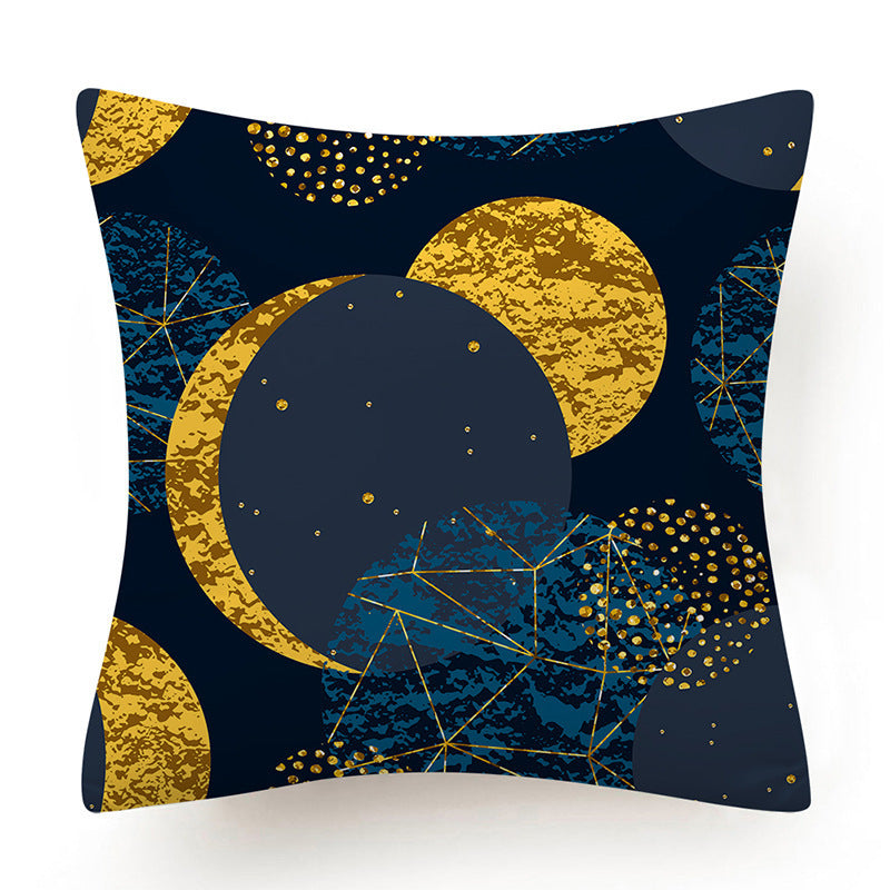 HKM-135763 Leaves Pattern Printed Super Soft Short Velvet Cushion Cover - 45 x 45 cm