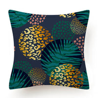 HKM-135763 Leaves Pattern Printed Super Soft Short Velvet Cushion Cover - 45 x 45 cm