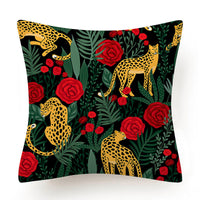HKM-135763 Leaves Pattern Printed Super Soft Short Velvet Cushion Cover - 45 x 45 cm